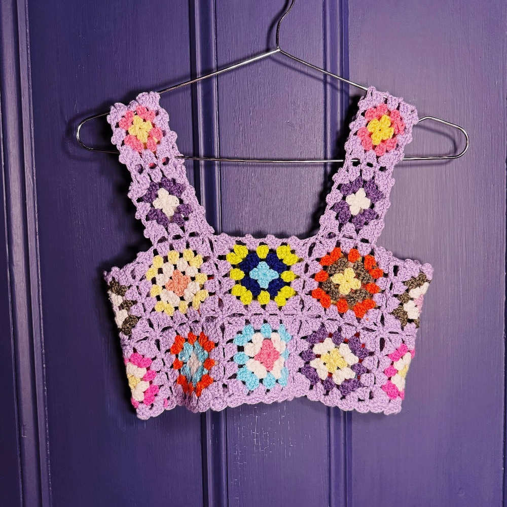 Colorful Crochet Cropped Tank